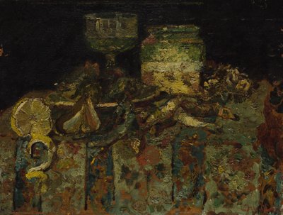 Natürmort: İstiridye, Balık, c. 1880 by Adolphe Joseph Thomas Monticelli