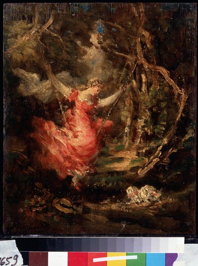 ""Sur la balancoire"" (salıncakta) Adolphe-Thomas-Joseph (Adolphe Thomas Joseph) Monticelli