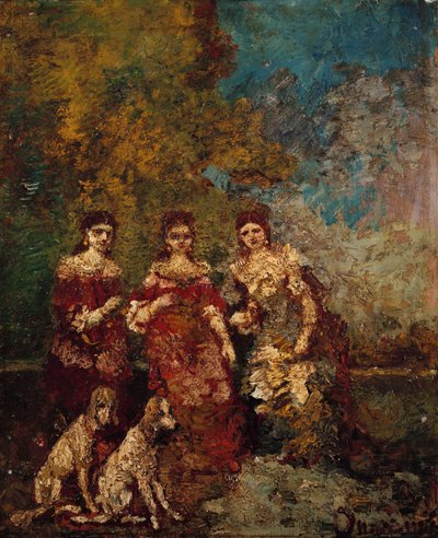 Parkta Üç Kadın by Adolphe Joseph Thomas Monticelli