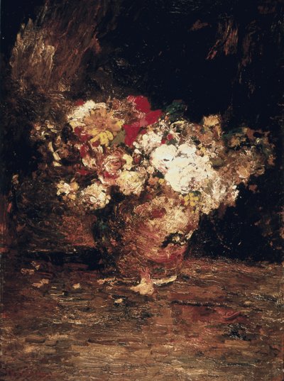 Vazo Çiçek, c.1880 (panel üzeri yağlı boya) by Adolphe Joseph Thomas Monticelli