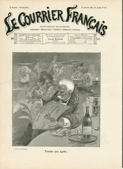 43 numara, “” Le Courrier francais ””in kapağı, Satirique en B & B by Adolphe Leon Willette