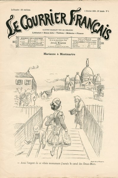 “Le Courrier francais”” kapağı, 5 numara, Siyah Beyaz Hiciv by Adolphe Leon Willette