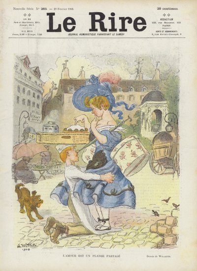 Aşk, paylaşılan bir zevktir. Le Rire için İllüstrasyon by Adolphe Leon Willette