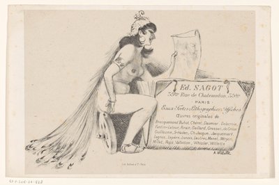 Paris'teki baskı satıcısı Edmond Sagot'un kartviziti by Adolphe Leon Willette