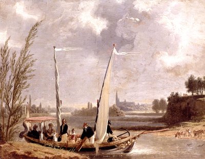 Louis-Philippe ve ailesi Neuilly'de bir teknede by Adolphe Roehn