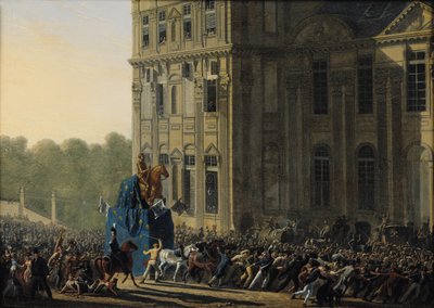 Umujyi wa kera urinda Edinburgh hamwe nifarashi yimbaho kubera guhana Umusirikare, 1786 urki by Adolphe Roehn