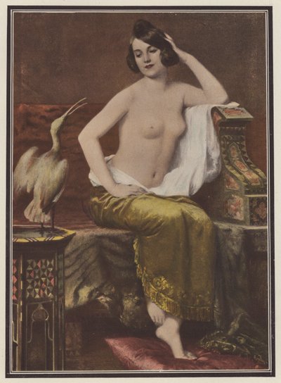 Favori, kuşlu kadın (renkli taş) by Adolphe Weisz