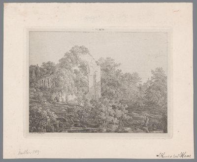 Castle de Haar'ın kalıntılarının görünümü by Adriaan Jacob Willem van Dielen