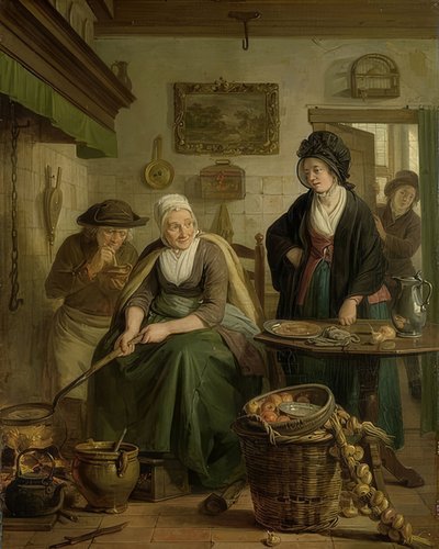 Kadın krep pişiriyor. 1790-1810 civarında by Adriaan de Lelie