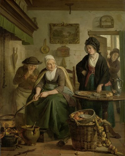 Kadın Pişirme Krep Yaşlı kadın krep yapıyor by Adriaan de Lelie
