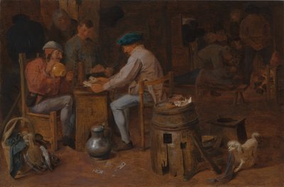 Kart Oyuncuları ve Arabacılar (panel üzerine yağlıboya) by Adriaen Brouwer