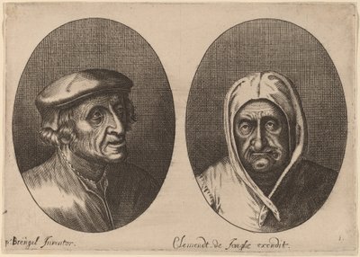Köylü Bir Erkek ve Kadının Başları by Adriaen Brouwer after Pieter Bruegel the Elder