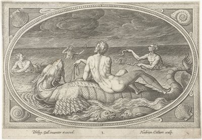 Bir balık üzerinde Acis Deniz Tanrıları (dizi adı) by Adriaen Collaert