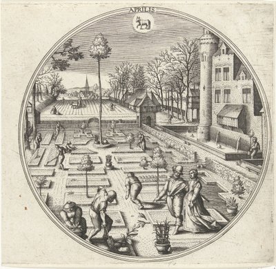 Nisan Aprilis (nesne üzerindeki başlık) On İki Ay (dizi adı) by Adriaen Collaert