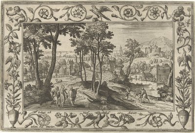 emmaus İncil, mitolojik sahneler ve av sahneleri içeren manzaralar (dizi adı) by Adriaen Collaert