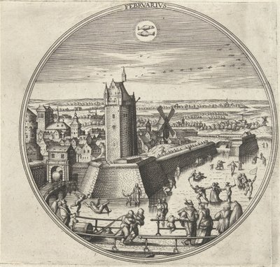 Şubat Febrvarivs (nesne üzerindeki başlık) On İki Ay (dizi adı) by Adriaen Collaert