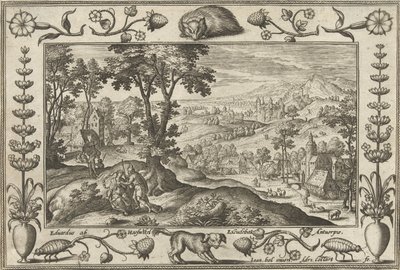 Yahuda ve Tamar İncil, mitolojik sahneler ve av sahneleri içeren manzaralar (dizi adı) by Adriaen Collaert
