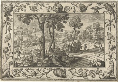 buğday arasında yabani otlar İncil, mitolojik sahneler ve av sahneleri içeren manzaralar (dizi adı) by Adriaen Collaert