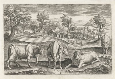 sığırlar Dört ayaklı hayvanlar (dizi adı) Animalivm Qvaddrvpedvm (dizi başlığı) by Adriaen Collaert