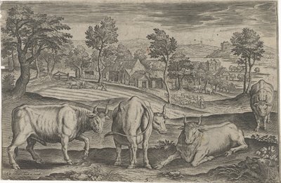 sığırlar Dört ayaklı hayvanlar (dizi adı) Animalivm Qvaddrvpedvm (dizi başlığı) by Adriaen Collaert