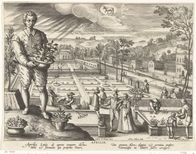 Nisan Ayı Nisan Aprilis (nesne üzerindeki başlık) The Twelve Months (dizi başlığı) Menses XII Anni Solaris (dizi başlığı) by Adriaen Collaert