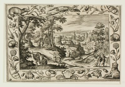 Havarilerin Gönderilişi, Eski ve Yeni Ahit Manzaraları ve Av Sahneleri ile Manzaralardan by Adriaen Collaert