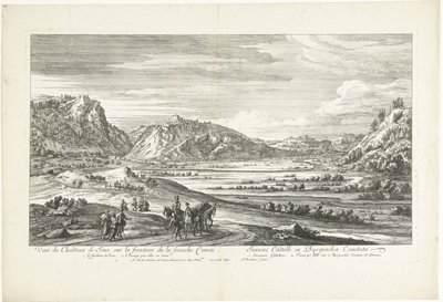 Joux kalesinin görünümü Veuë du Chasteau de Joux sur la frontiere de la franche Comté (nesne üzerindeki başlık) by Adriaen Frans Boudewyns