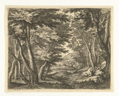 Ormandaki bir açıklıkta üç adamla manzara by Adriaen Frans Boudewyns