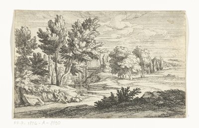Cenaze anıtı ile manzara by Adriaen Frans Boudewyns