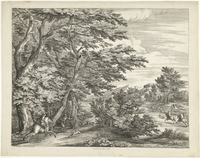 Geyik avı ile manzara by Adriaen Frans Boudewyns