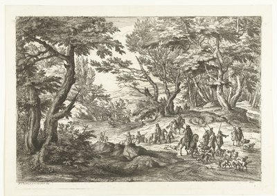 Av partisi ile manzara Avcılarla manzaralar (dizi başlığı) by Adriaen Frans Boudewyns