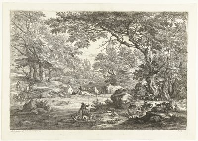 Dinlenme avcıları ile manzara Avcılarla manzaralar (dizi başlığı) by Adriaen Frans Boudewyns