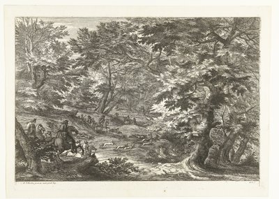 Tilki avı ile manzara Avcılarla manzaralar (dizi başlığı) by Adriaen Frans Boudewyns
