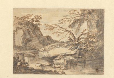 Sudaki Büyük Kayalar ile Manzara by Adriaen Honich (attributed to)