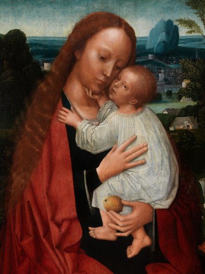 Vaftizci Yahya ve Aziz Jerome ile Madonna'nın detayı (panel üzerine yağlı boya) by Adriaen Isenbrandt or Isenbrant