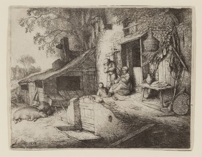 Kulübe Kapısının Yanında - Spinner by Adriaen Jansz. van Ostade