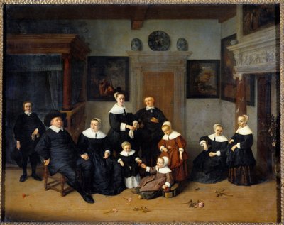 Aile Portresi Tablosu Adrien Van Ostade (1610-1685) (ec.holl.) 1654 Güneş. 0,7x0,88 m - Aile Portresi. Adrien Van Ostade (1610-1685) (Hollanda Okulu) 1654. 0.7 x 0, 88 m. Louvre Müzesi, Paris by Adriaen Jansz. van Ostade