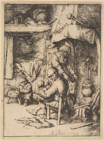 Bebeğine Et Suyu Veren Ailenin Babası, 1610-85. by Adriaen Jansz. van Ostade