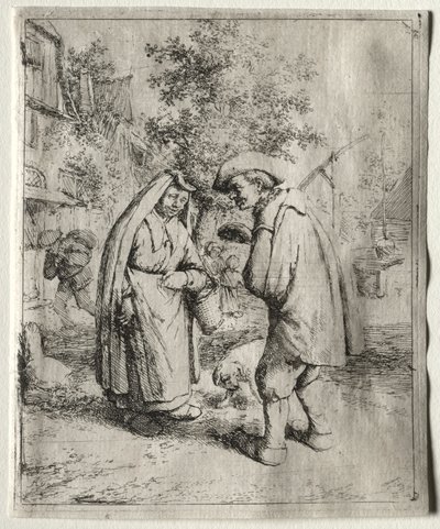 Bir Kadınla Konuşan Adam. by Adriaen Jansz. van Ostade