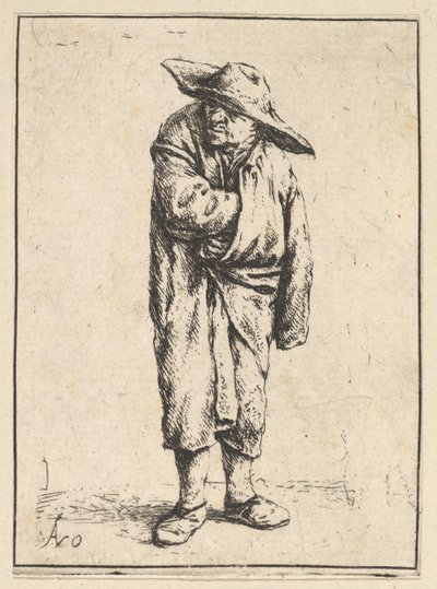 Pelerinine Sarılmış Köylü, 1610-85. by Adriaen Jansz. van Ostade