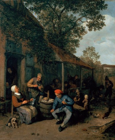 Bir Taverna Dışında Sigara İçen ve Ziyafet Eden Köylüler, 1676 by Adriaen Jansz. van Ostade