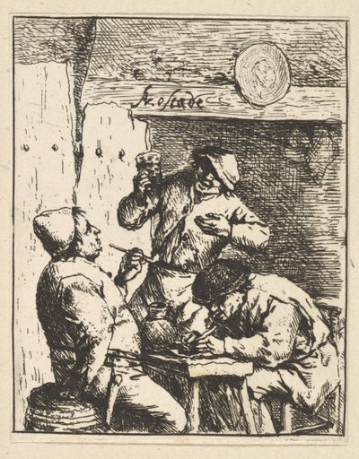 İki Sigara İçen Arasında Duran Şarkıcı, 1610-85. by Adriaen Jansz. van Ostade