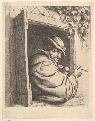 Pencerede Sigara İçen, 1610-85. by Adriaen Jansz. van Ostade