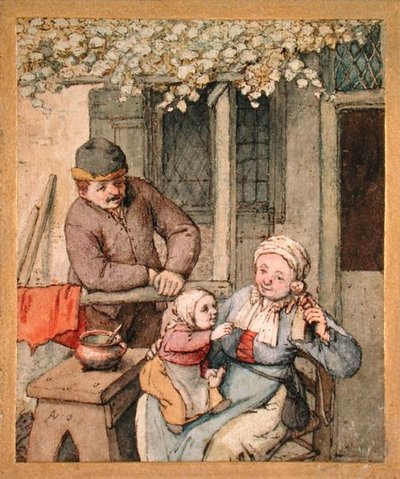 Çocuk ve Bebek (kağıt üzerine kalem ve sulu boya) by Adriaen Jansz. van Ostade