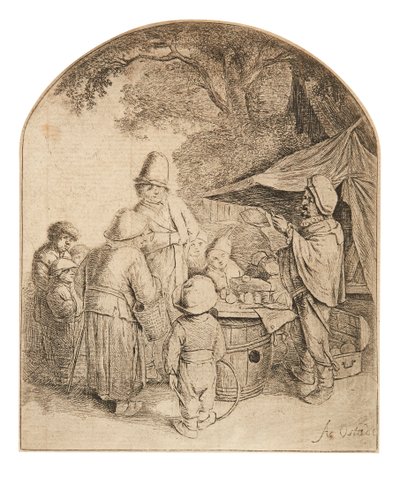 Quacksalver (gravür) by Adriaen Jansz. van Ostade