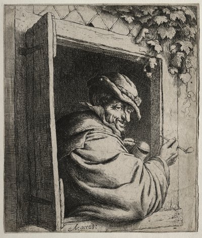 Penceredeki Sigara İçen. by Adriaen Jansz. van Ostade