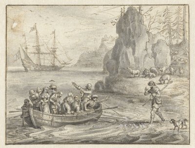 Seladonlar Korsanlar'a, Kaçırılan Karısı Galatea ile Onu Götürmeleri İçin Yalvarıyor by Adriaen Pietersz van de Venne
