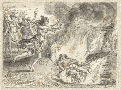 Uzak Bir Ülkede İnsanlar Tarafından Uygulanan Ölü Yakma by Adriaen Pietersz van de Venne