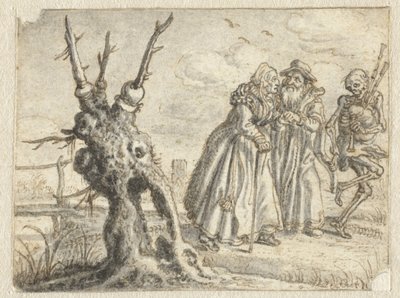 Yaşlı Adam ve Kadın Ölümün İzinden Giderek Gayda Çalıyor by Adriaen Pietersz van de Venne