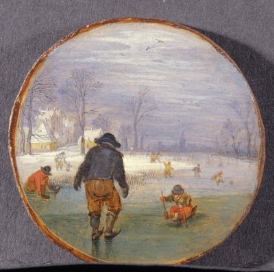 Bir manzarada patenciler (panel) by Adriaen Pietersz van de Venne